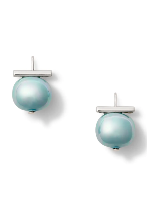 Classic Medium Cornflower Pebble Pearl Earrings Sterling