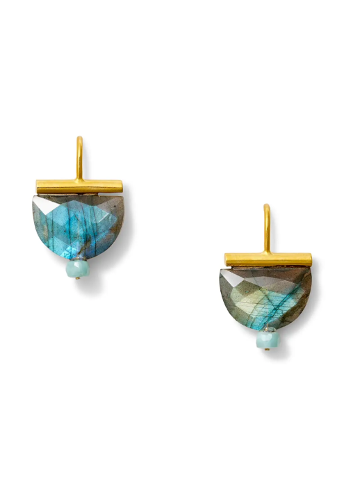 Labradorite Crescent Earrings