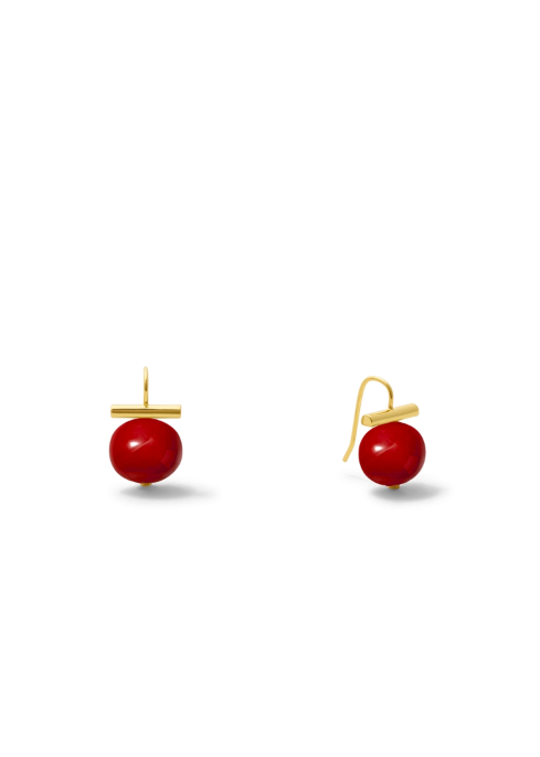 Oxblood Baby Pebble Pearl Earrings