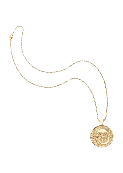Jane Win Wanderlust Celestial Small Pendant Coin 16-18" Classic Rolo