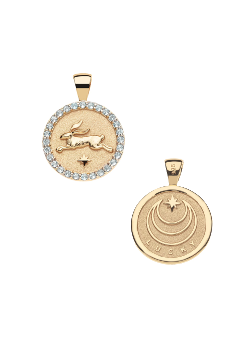 Jane Win LUCKY Rabbit Small Embellished Pendant Coin