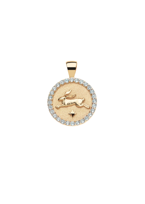Jane Win LUCKY Rabbit Small Embellished Pendant Coin