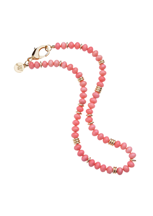 Jane Win Gumdrop Beaded Necklace in Coral