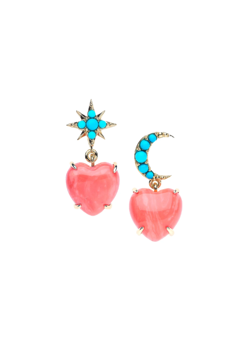 Jane WIn LOVE You To the Moon and Stars Earrings in Coral