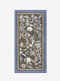 Decorative rug with marine life pattern on a white background