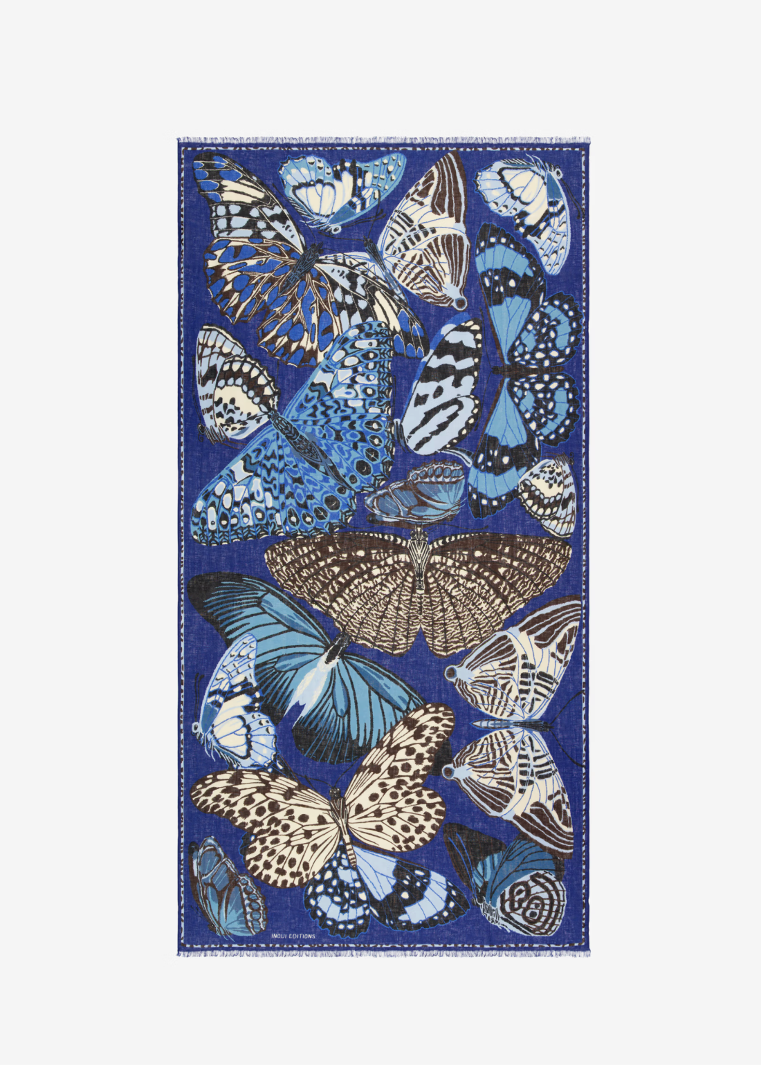 Tea towel with butterfly design on a blue background