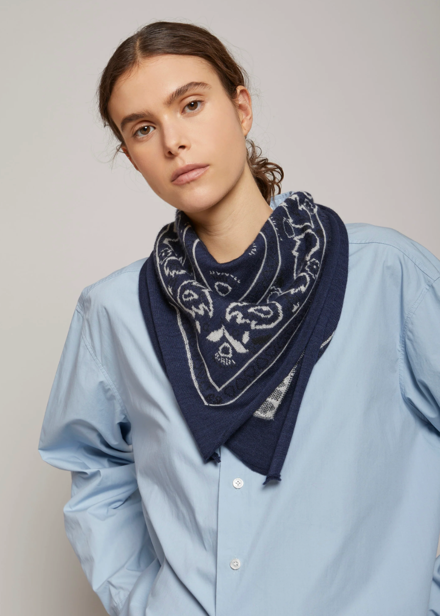 Navy Cashmere Bandana