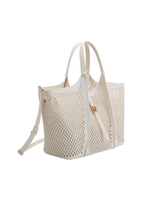 Malia Ivory Laser Cut Tote Bag