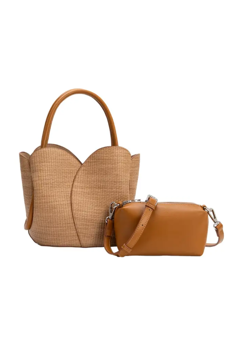 Tulip Raffia Top Handle Bag
