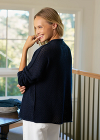F&E Monterey Pointelle Sweater Marine