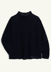 F&E Monterey Pointelle Sweater Marine