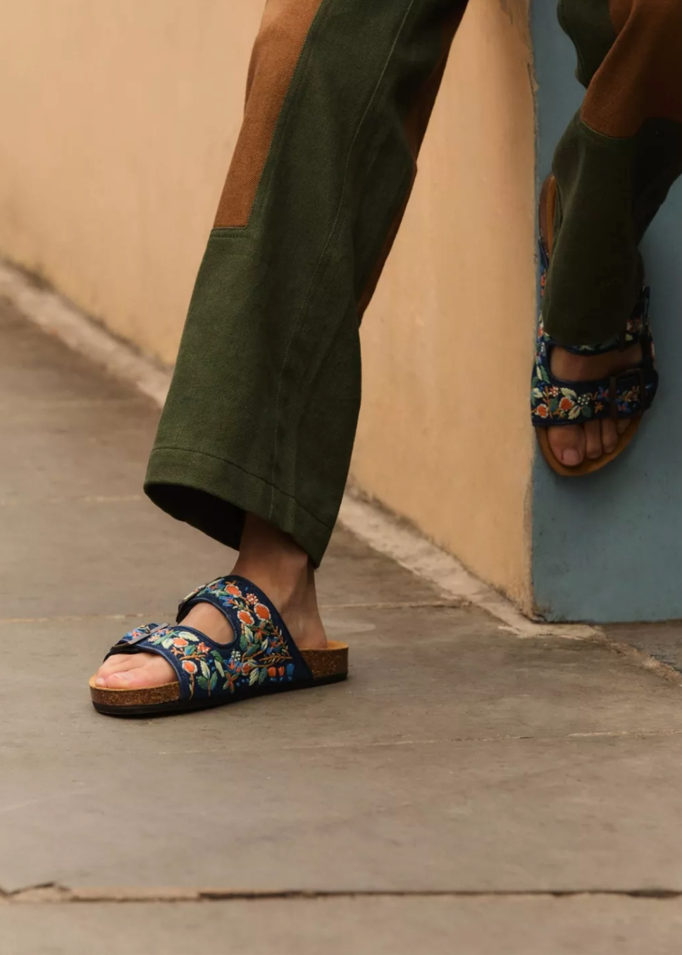 Penelope Chilvers Pool Embroidered Denim Slide
