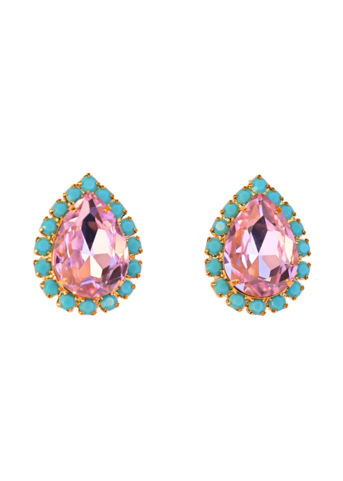 Pear Stud Earrings in Pink