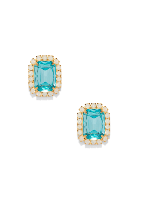 Gem Stud Earrings in Aqua