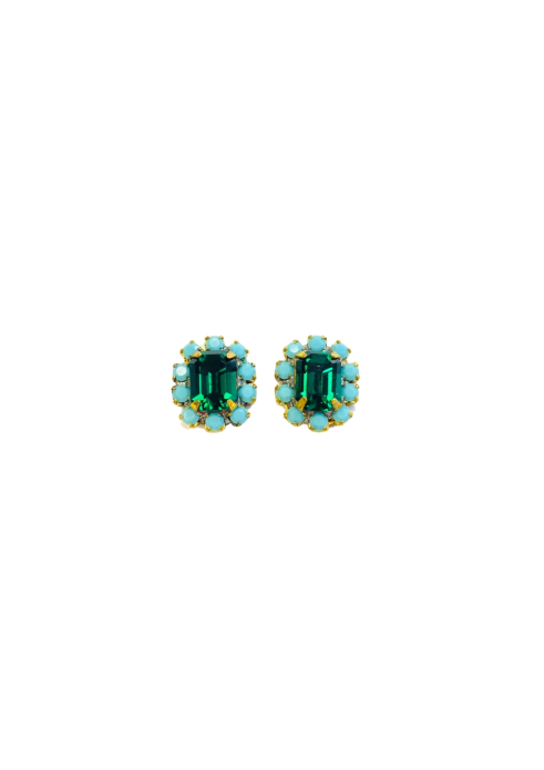 Petite Emerald and Turquoise Stud Earrings