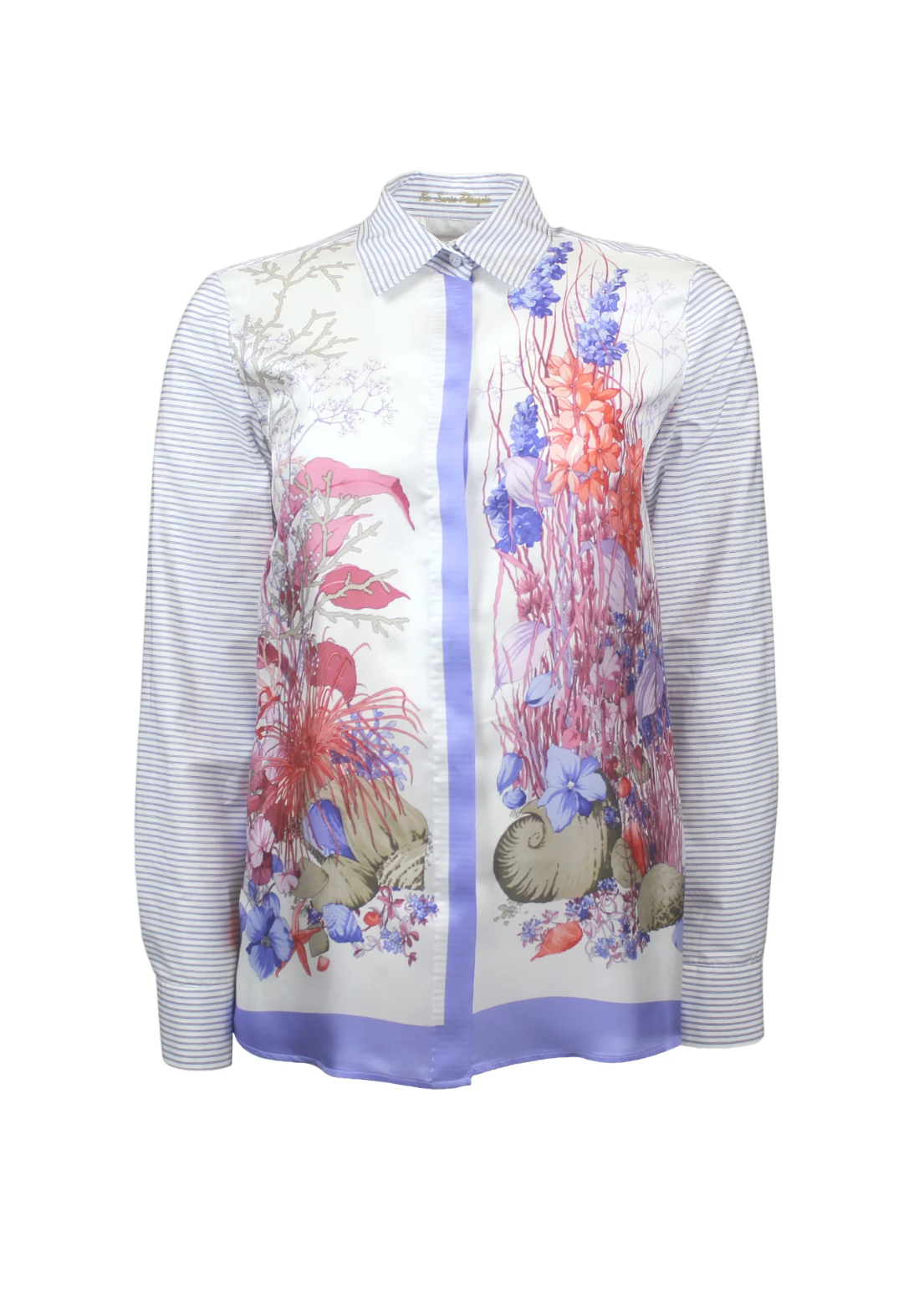 Floral & Shells Stripe Button-Up Shirt