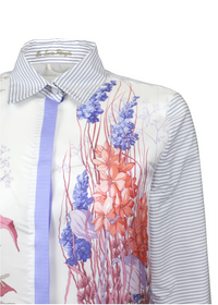 Floral & Shells Stripe Button-Up Shirt