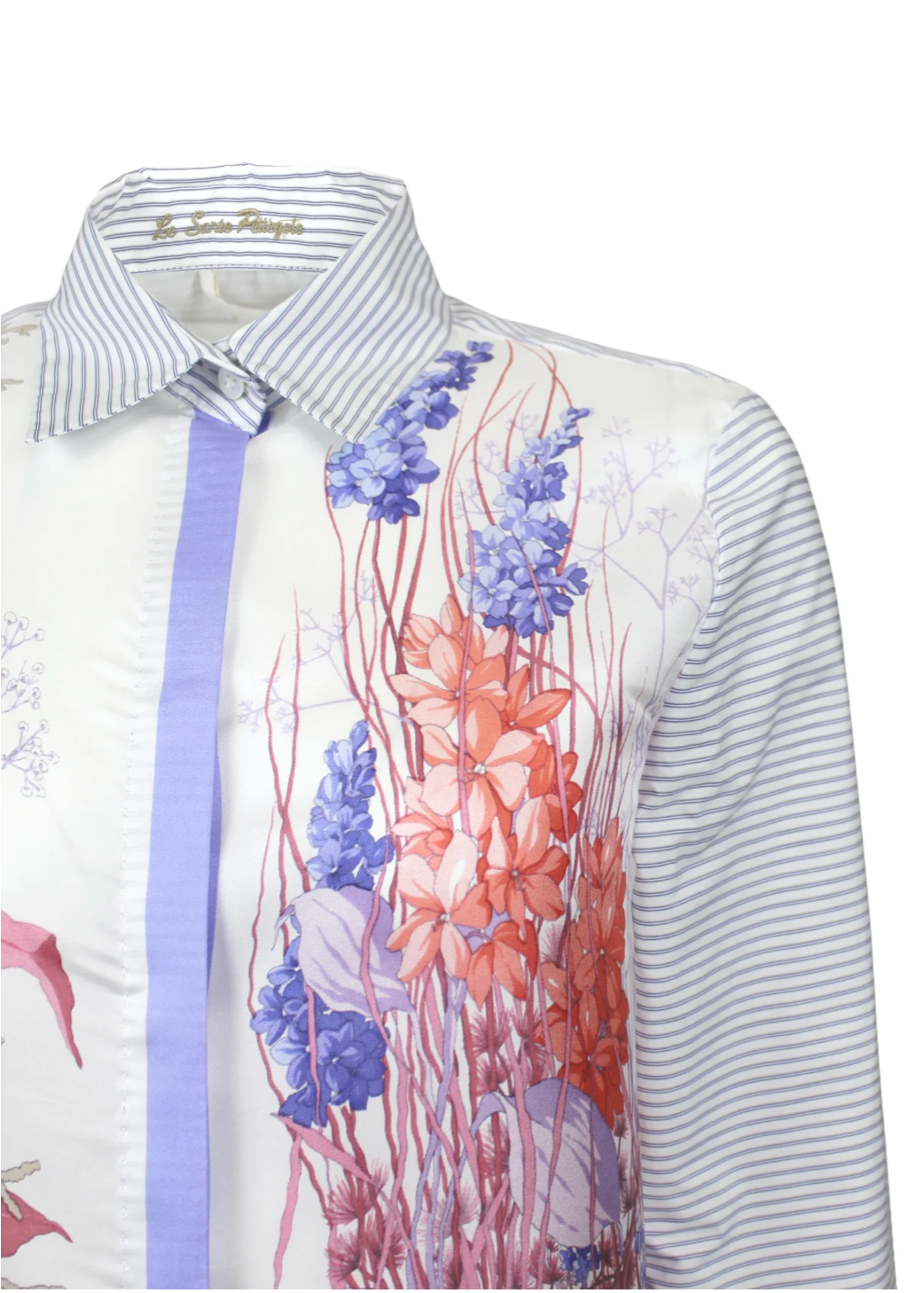 Floral & Shells Stripe Button-Up Shirt