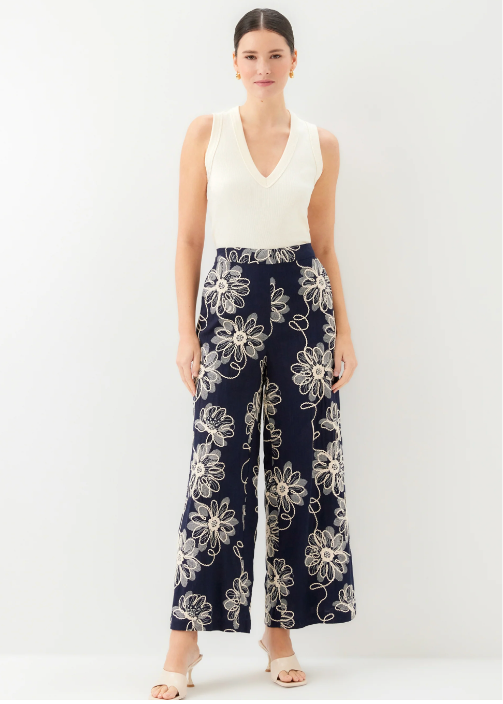 Adara Embroidered Wide Leg Pants