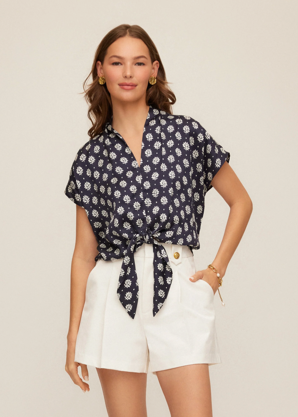 Maria Tie-Front Blouse