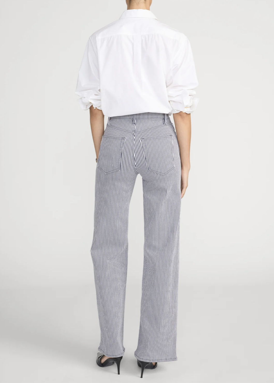 FRAME Le Slim Palazzo Navy Stripe