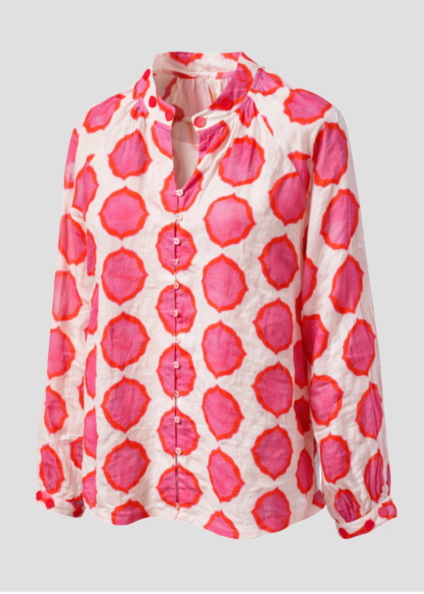 Woad Blouse Pink & Orange Ikat