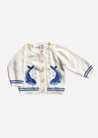 Cotton Whale Cardigan Blue
