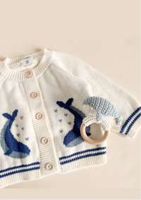 Cotton Whale Cardigan Blue