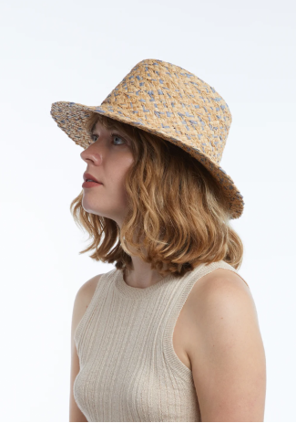 Lark Raffia Bucket in Blue