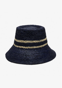 Ensley Raffia Bucket in Navy