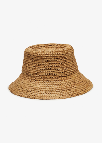 Tali Straw Bucket Hat in Camel