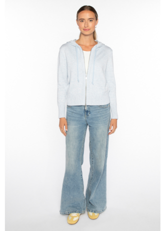 Kinross Marled Lurex Zip Hoodie Skyway