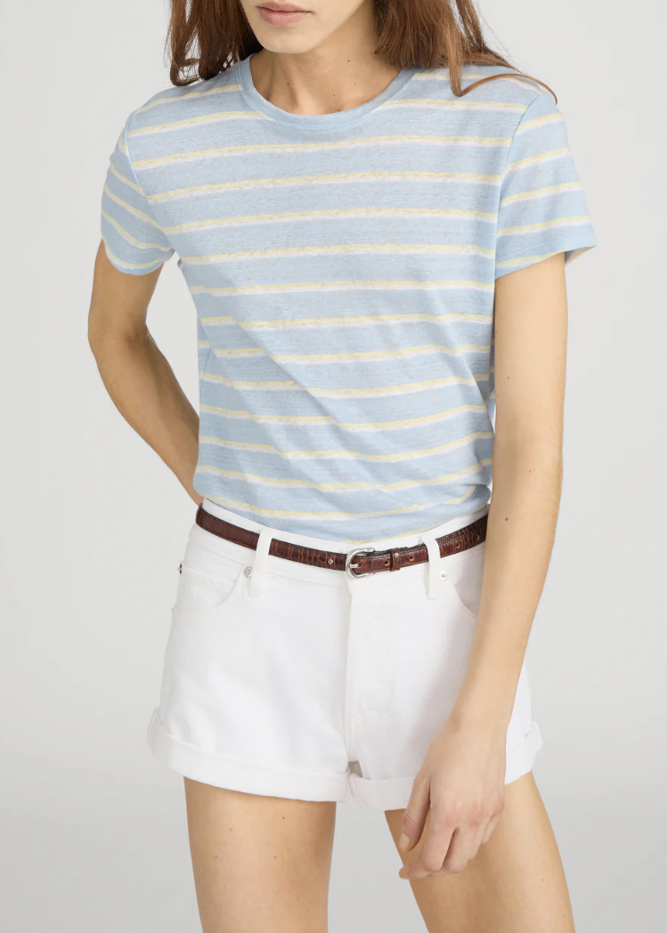 FRAME Linen Baby Tee Chambray