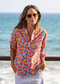 F&E Eileen Liberty Red Flowers Button-Up