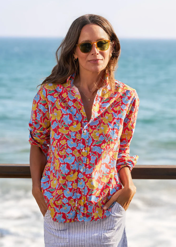 F&E Eileen Liberty Red Flowers Button-Up