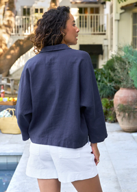 F&E Gabi Navy Linen Popover