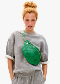 Clare V Grande Fanny Grass Woven Checker