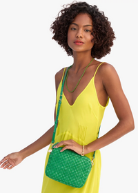 Clare V Midi Sac Grass Woven Checker