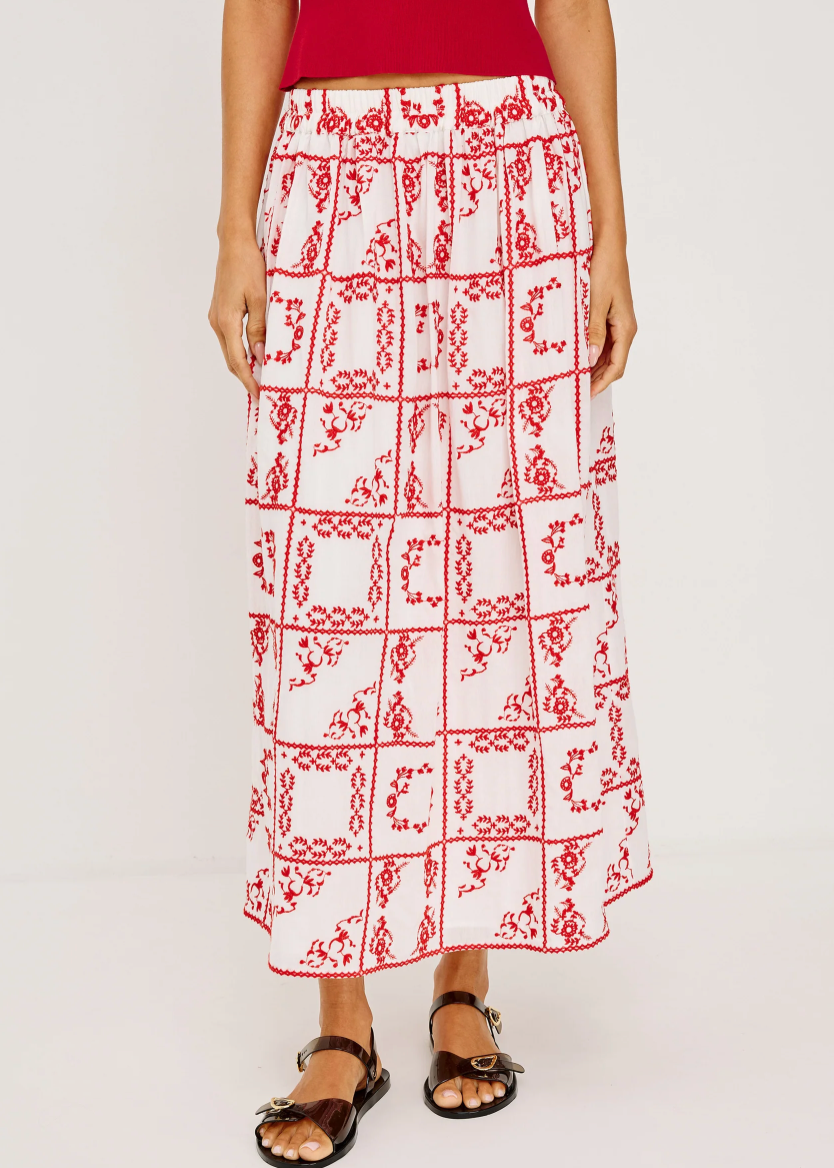 Rails Dax  Skirt Ivory Red Handkerchief