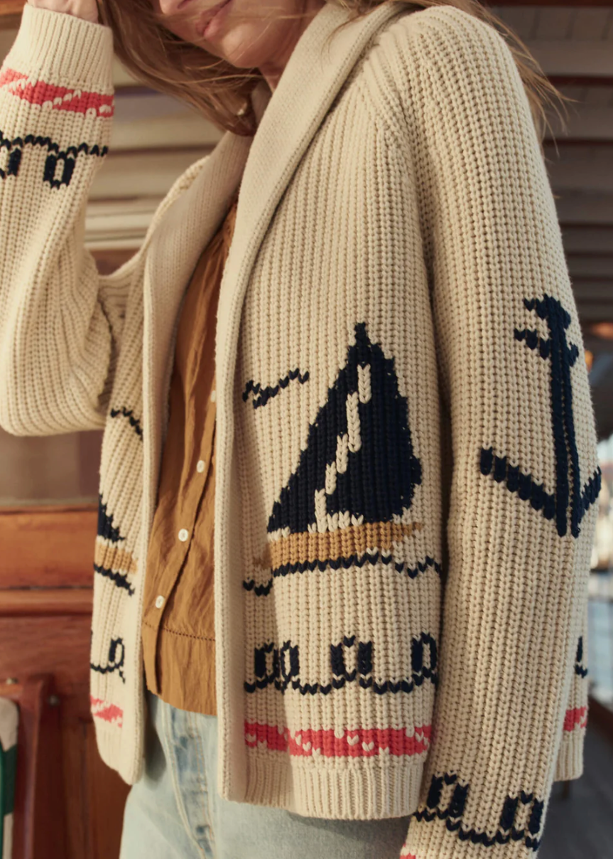 The Great Lodge Cream Sailboat Cardigan