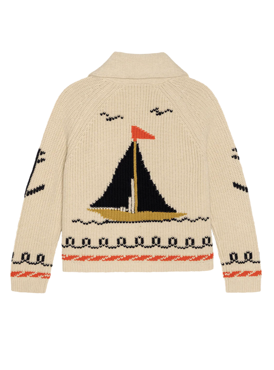 The Great Lodge Cream Sailboat Cardigan