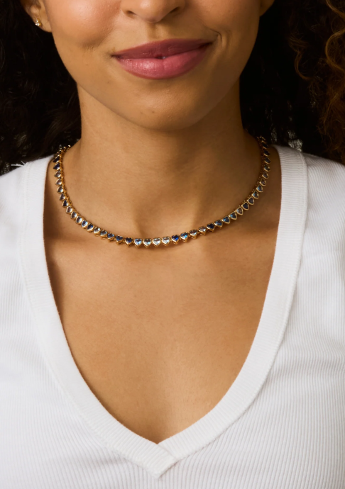 Jane Win Made from LOVE Tennis Necklace in Ocean Blue Ombre