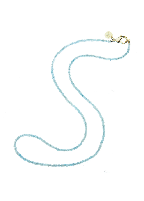 Jane Win Double Wrap Diamond Cut Beaded Necklace in Aquamarine
