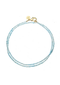 Jane Win Double Wrap Diamond Cut Beaded Necklace in Aquamarine