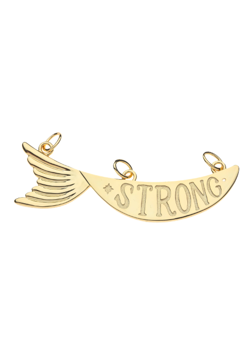 Jane Win STRONG Keep Swimming Fish Pendant Neck Cuff