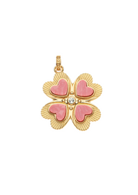 Jane Win LUCKY in Love Clover Pendant with Coral