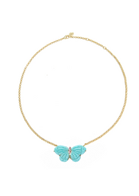 Jane Win FREEDOM Stone Butterfly Necklace in Amazonite