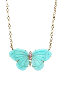 Jane Win FREEDOM Stone Butterfly Necklace in Amazonite