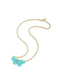 Jane Win FREEDOM Stone Butterfly Necklace in Amazonite