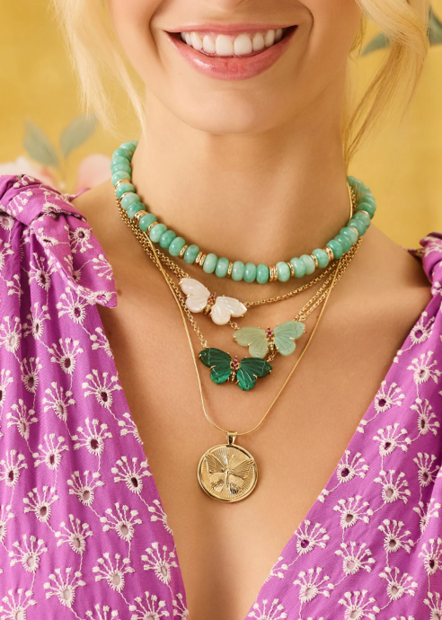 Jane Win FREEDOM Stone Butterfly Necklace in Amazonite